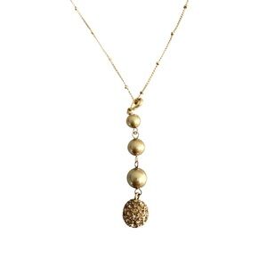 Monet Crystal Pave Ball & Beads Dangle Pendant Necklace Gold Tone